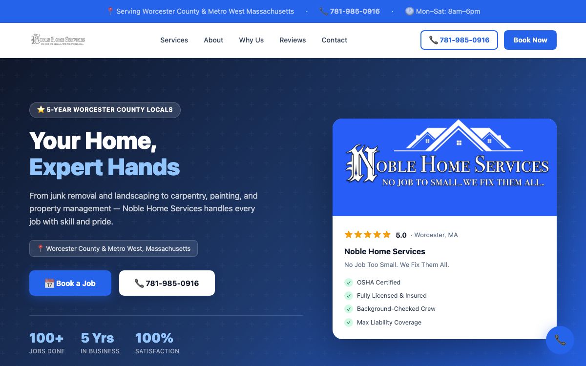 Noble Home Service website screenshot